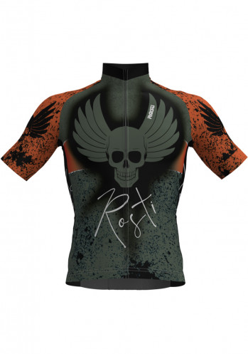 Cyklistický dres Rosti Wings Dres dlouhý zip Black/Green/Orange