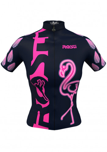 Cyklistický dres Rosti Flamingo lady dres Black/Pink