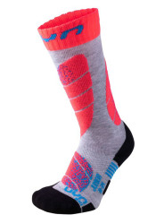 Dětské podkolenky UYN Ski Junior Light Grey/Coral Fluo