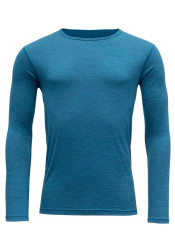 Pánské triko Devold Breeze Merino 150 Shirt Man Blue Melange