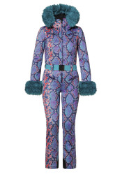 Dámská kombinéza Goldbergh Zafira Ski Suit Faux Border Snake Turchese