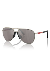 Sluneční brýle Prada PS 53ZS 18X80I59 Matné šampaňské/Fialově hnědá zrcadlově stříbrná