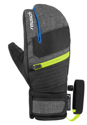 Dětské lyžařské rukavice Reusch Leo R-TEX® XT Junior Lobster 7623 Black Melange/Safety Yellow/Brilliant Blue