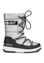 Dětské zimní boty MOON BOOT JR GIRL QUILTED WP silver / black