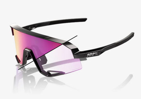 detail Sluneční brýle 100% Slendale-Gloss Black-Photochromic Purple Mirror