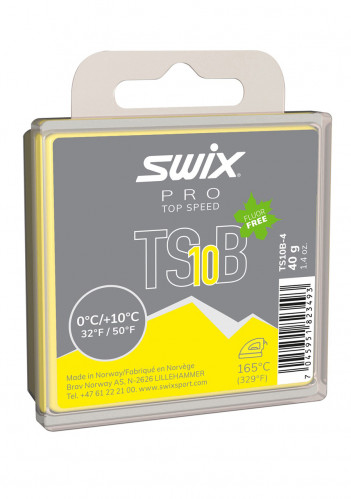Skluzný vosk Swix TS10B-4 Top Speed B,žlutý,0°C/+10°C,40g