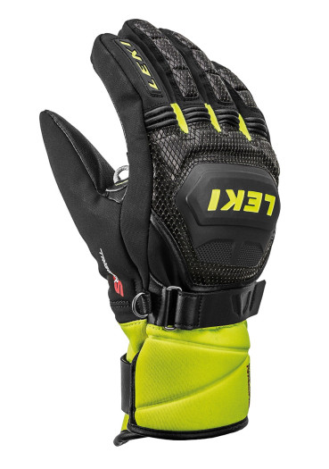 detail Dětské lyžařské rukavice Leki Worldcup Race Coach Flex S GTX Junior – Black/Ice Lemon