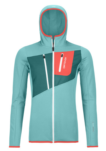detail Dámská mikina Ortovox Fleece Grid Hoody W Ice Waterfall