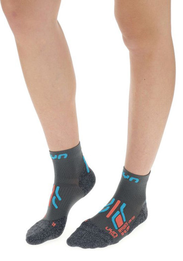 detail UYN Lady Trekking Approach Low Cut Socks Grey/Turquoise
