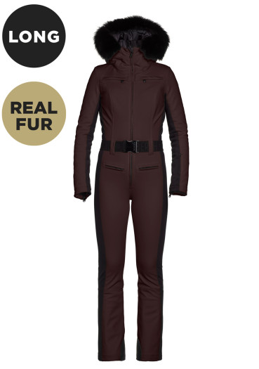 detail Dámský overal Goldbergh Parry LONG Ski Jumpsuit Real Border Dark Brown