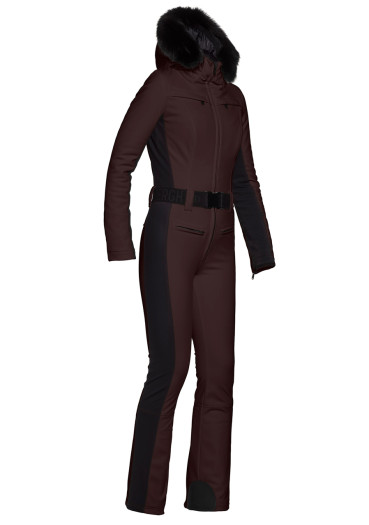 detail Dámský overal Goldbergh Parry LONG Ski Jumpsuit Real Border Dark Brown