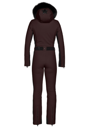 detail Dámský overal Goldbergh Parry LONG Ski Jumpsuit Real Border Dark Brown