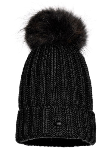 detail Dámská čepice Goldbergh Una Beanie Real Pom Black