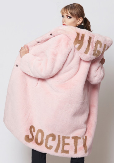 detail Dámský  kabát High Society Paloma faux fur coat 2180 rose/caramel