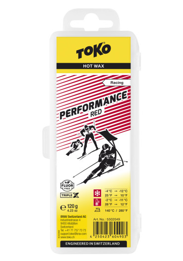detail Červený parafín Toko TripleX Performance 120g 