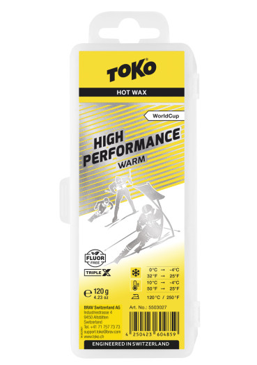 detail Toko Triplex WC High Performance Warm – Žlutý skluzný vosk pro teplé podmínky