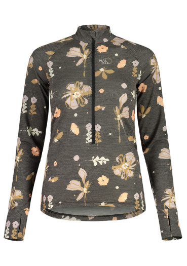 detail Dámské tričko Maloja TraunseeM. deep black flora