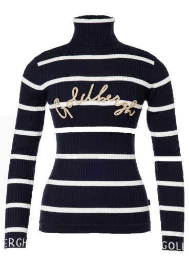 detail Dámský svetr Goldbergh Mimi Long Sleeve Knit Sweater Breton Stripe Blue/Cream