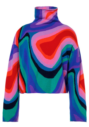 detail Dámský svetr Goldbergh Marbre Long Sleeve Knit Sweater Absinthe Rainbow