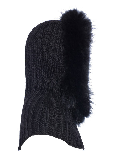 detail Dámský šál s kapucí Goldbergh Naomi Hooded Scarf Faux Border Black