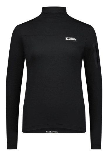 detail Dámské cyklistické triko Mons Royale Diversion Merino Mock Neck Long Sleeve Wmns Black