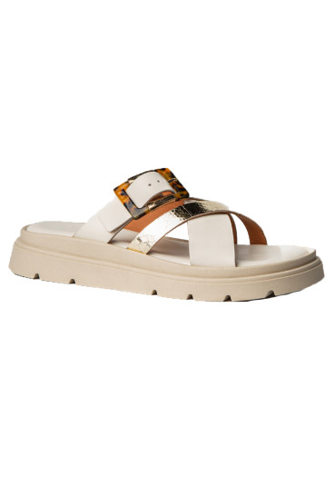 detail Nis GEMMA/1 Ciabattone Pelle/Fibbia Off-White/Oro