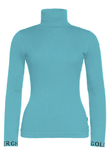 detail Dámský rolák Goldbergh Mira Long Sleeve Knit Sweater Turchese