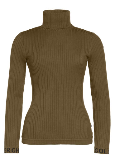 detail Dámský rolák  Goldbergh Mira Long Sleeve Knit Sweater Dark Olive
