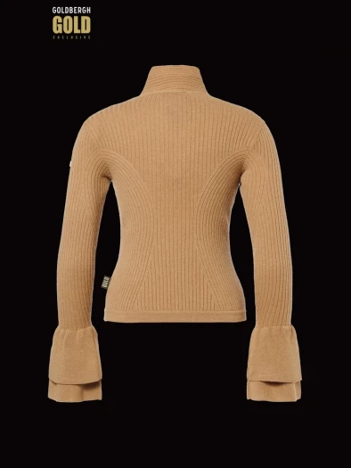 detail Dámský svetr Goldbergh Fiori Long Sleeve Knit Sweater Caramello