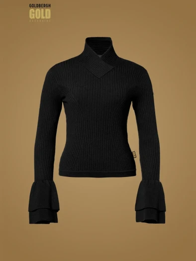 detail Dámský svetr Goldbergh Fiori Long Sleeve Knit Sweater Black
