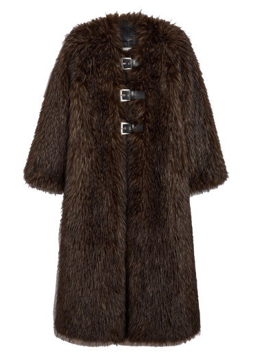 detail Dámský kabát APPARIS Nolwen Fox Maxi Coat Dark Brown