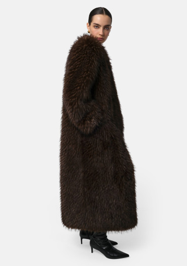 detail Dámský kabát APPARIS Nolwen Fox Maxi Coat Dark Brown