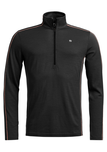 detail Pánský funkční rolák Ortovox 185 Rock'N'Wool Zip Neck M Black Raven