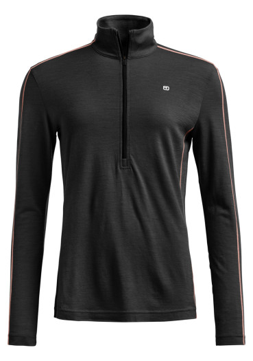 detail Dámské funkční triko Ortovox 185 Rock'N'Wool Zip Neck W Black Raven