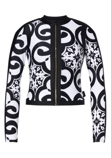 detail Dámský top Goldbergh Rafaella Long Sleeve Zip Rashguard Black/White