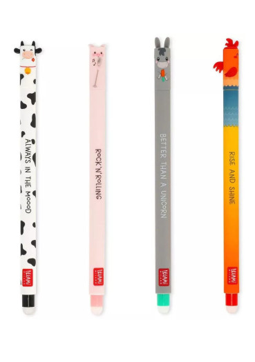 detail Gumovací pero Legami Farm Sweet Farm - Set Of 4 Erasable Gel Pens Cow+Piggy+Donkey+Rooster 0,7mm