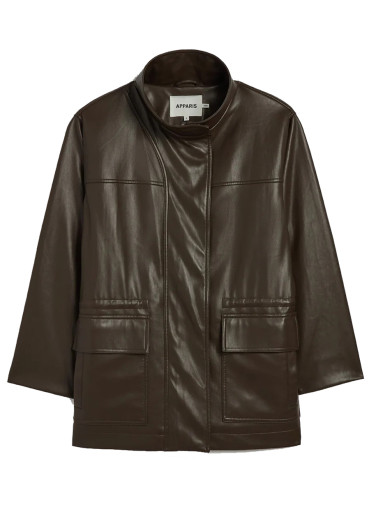 detail APPARIS Edie Sans Leather Parka Deep Brown