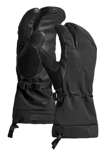 detail Ortovox Merino Freeride 3 Finger Glove Men's Black Raven