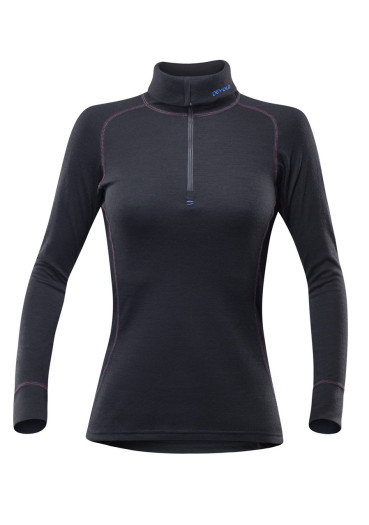 detail Dámské termo triko DEVOLD DUO ACTIVE ZIP NECK BLK