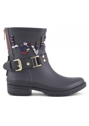 detail Dámské gumáky Colors of California Camperos Rubber Boot LOVE Patc black