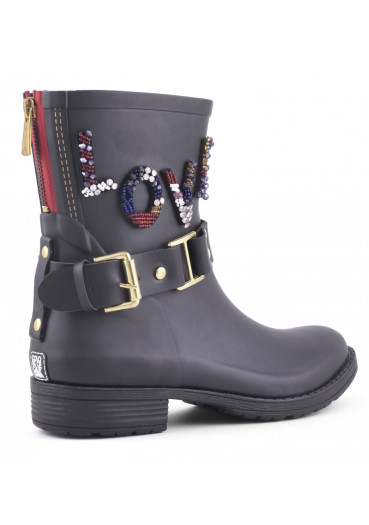 detail Dámské gumáky Colors of California Camperos Rubber Boot LOVE Patc black