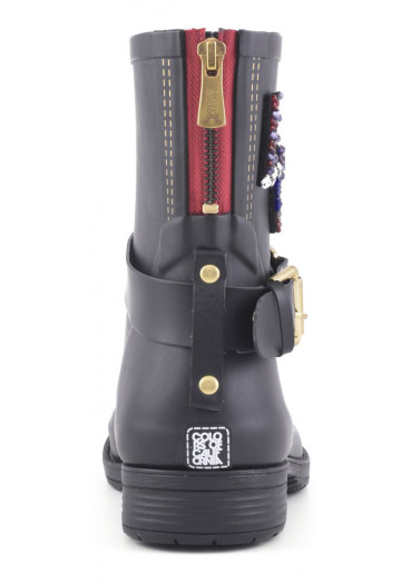 detail Dámské gumáky Colors of California Camperos Rubber Boot LOVE Patc black