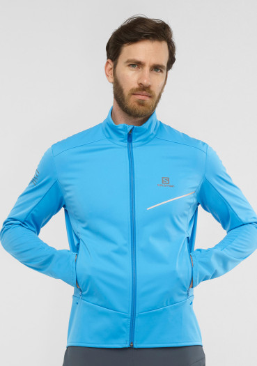 detail Pánská bunda Salomon RS SOFTSHELL JKT M Blithe/Indigo Bunting