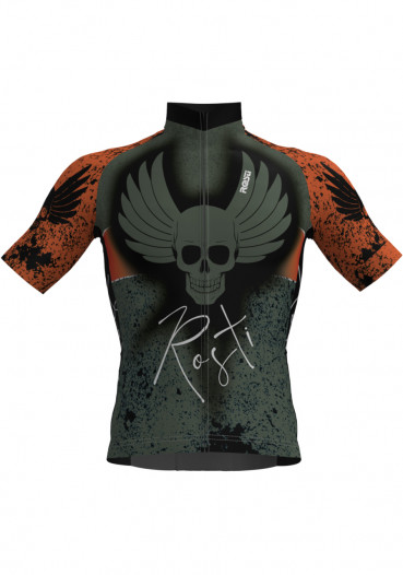 detail Cyklistický dres Rosti Wings Dres dlouhý zip Black/Green/Orange