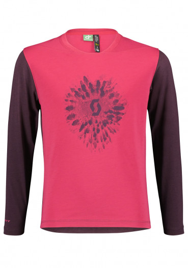 detail Dětské cyklistické triko Scott Shirt Jr Trail 20 DRI LS Carmine Pink/Dark Purple
