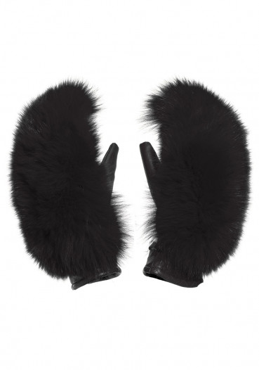 detail Dámské rukavice Goldbergh Hando Mittens Real Raccoon Fur Black