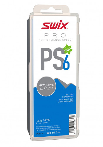 Skluzný vosk Swix PS06-18 Pure Speed,modrý,-6°C/-12°C,180g