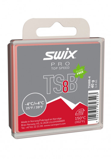 detail Skluzný vosk Swix TS08B-4 Top Speed B,červený,-4°C/+4°C,40g