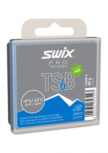 Skluzný vosk Swix TS06B-4 Top Speed B,modrý,-6°C/-12°C,40g