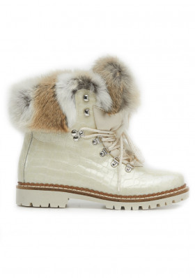 Dámské zimní boty Nis 1515404/A Scarponcino Pelle Vittelo Beige